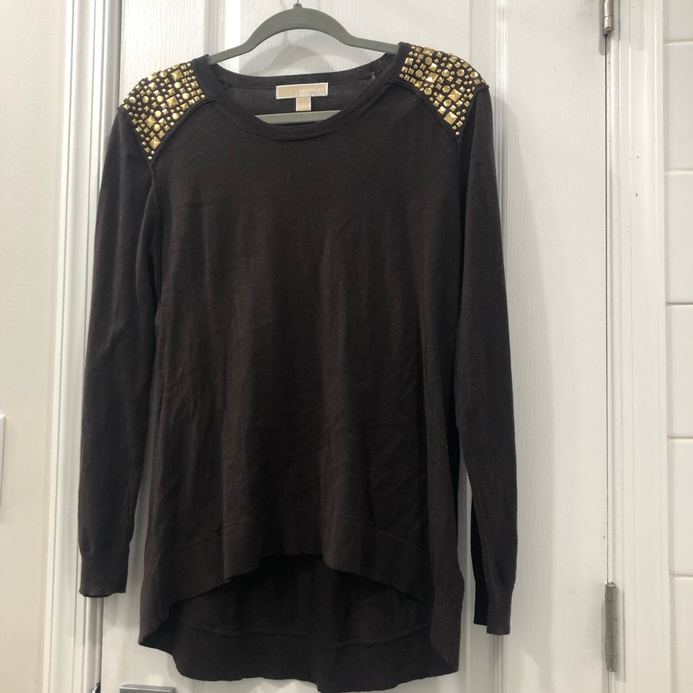 MICHAEL Michael Kors Brown Sweater with Gold Accents